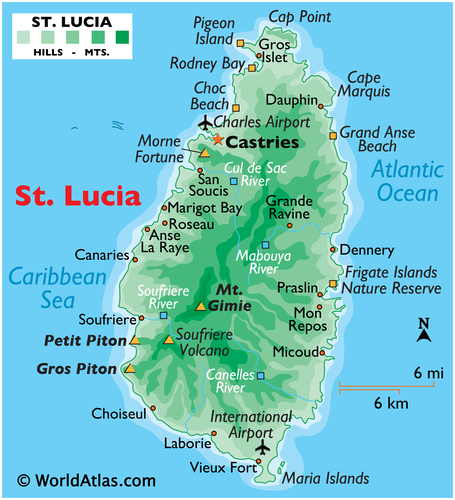 St. Lucia map